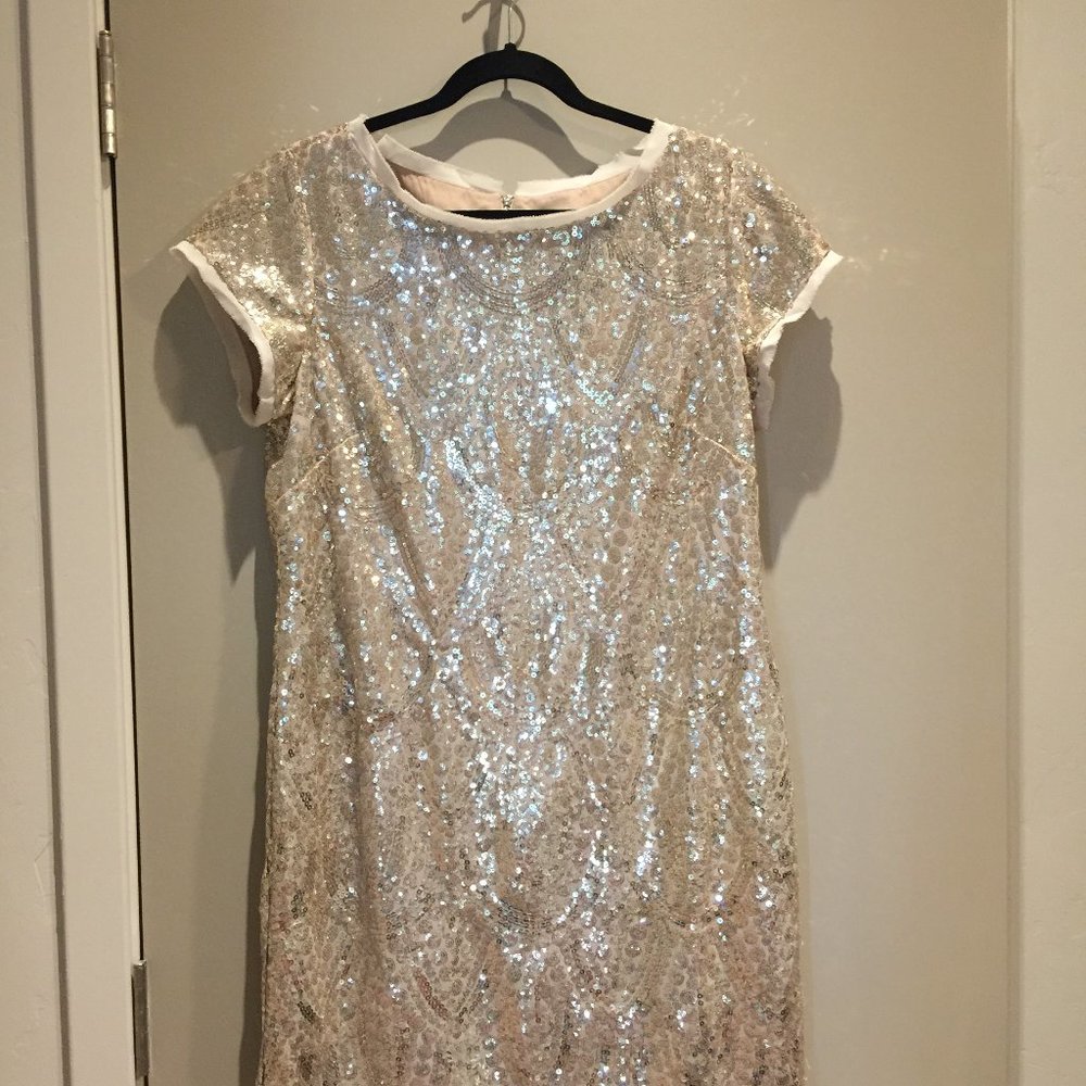 Eliza J Gold Sequined Cocktail Dress